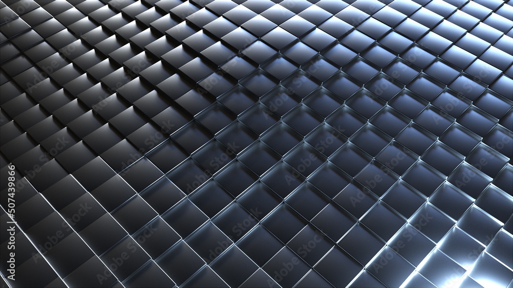 Aufkleber surface silver cubes. computer generated 3d render