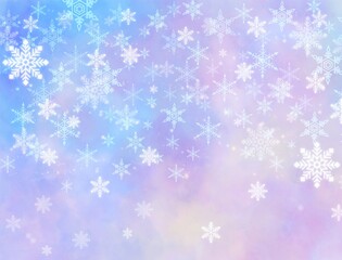 雪の結晶　虹色　背景イラスト