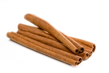 Cinnamon sticks bunch isolated on a white.