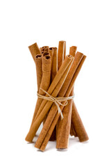 Cinnamon sticks bunch isolated on a white.