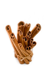 Cinnamon sticks bunch isolated on a white.