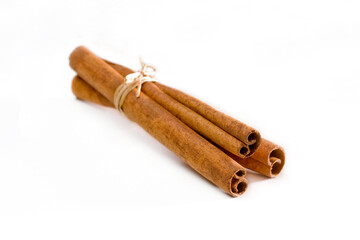 Cinnamon sticks bunch isolated on a white.