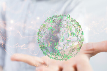 Connecting lines and dots.Big data visualization