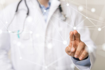 medical on hospital background, medical technology network concept