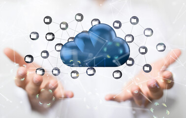 Cloud technology. Integrated digital web concept background
