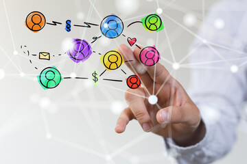Abstract technology group and data 3d