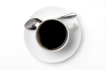black coffee in the white coffee cup