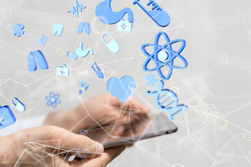 digital medical futuristic interface 3D rendering