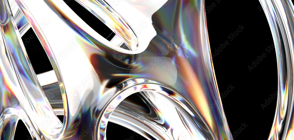 Aufkleber fluid design twisted shapes holographic 3d abstract background iridescent wallpaper