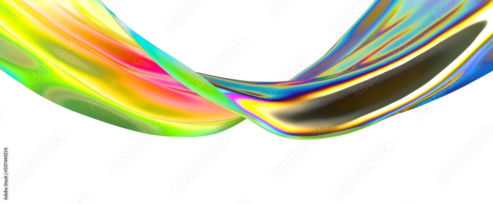 Aufkleber 3D render abstract background. Colorful twisted shapes in motion. Computer generated digital art for poster, flyer, banner