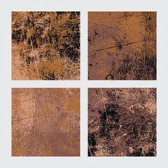 Set or rusty grunge texture square backgrounds. Abstract colored grungy patterns.