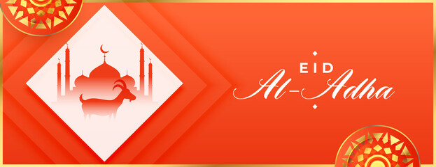 eid al adha islamic orange banner for bakrid festival - obrazy, fototapety, plakaty