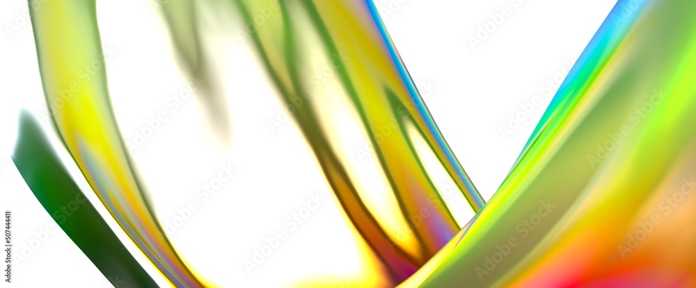 Aufkleber 3D render abstract background. Colorful twisted shapes in motion. Computer generated digital art for poster, flyer, banner