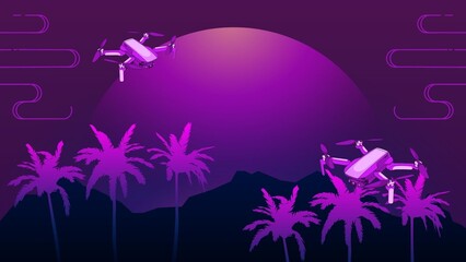Fototapeta na wymiar Purple and Black Elegant Drone Gaming 