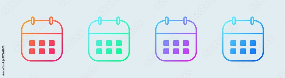 Poster set of calendar symbols. calendar icon collection in gradient colors.