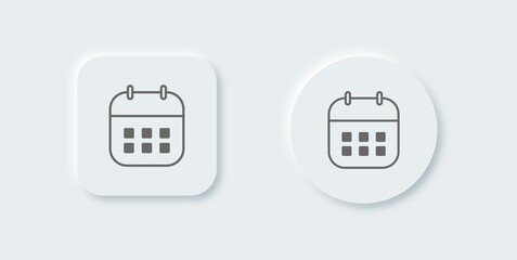Calendar Icon collection in neomorphic design style. Appointment schedule flat icon icon.