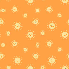 Warm summer seamless sun pattern