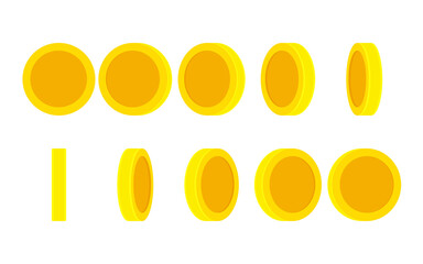 Empty gold coin rotating. Animation sprite sheet isolated on white background