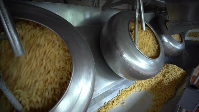 round installations mix corn sticks. factory for the production of corn sticks. food industry.