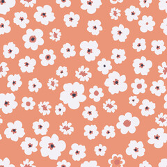 Calming coral ditsy flower pattern for wallpaper,wrapping paper,surface,fabric print