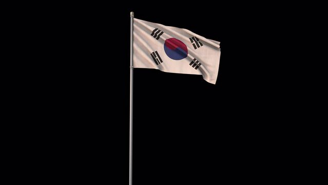 Korea South flag, 4k video background is transparent