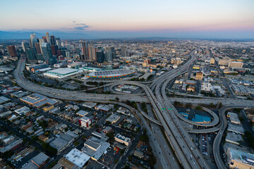 Fototapeta na wymiar The interchange of Los Angeles USA during the rush hour