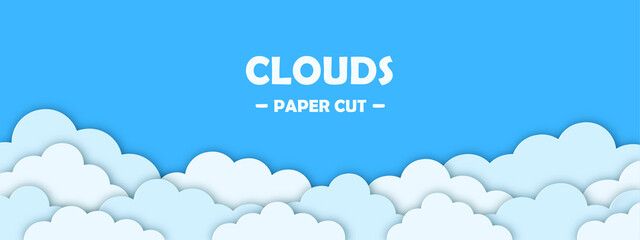 Clouds set. Paper cut. Origami style. Vector illustration