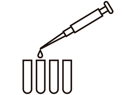 Icono negro de gotero y probetas de laboratorio.