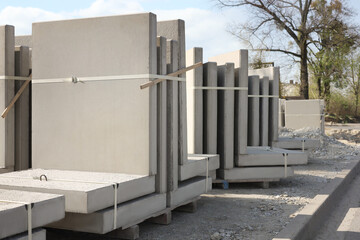 Heavy concrete blocks outdoors on sunny day