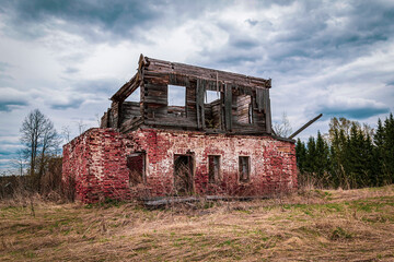 destroyed lonely house
