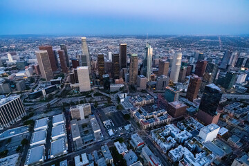 Fototapeta na wymiar The downtown Los Angeles California USA during the blue hour