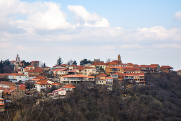 Obraz premium View of Sighnaghi town in Kaheti region of Georgia.