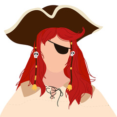 Female Pirate. Vector illustration.