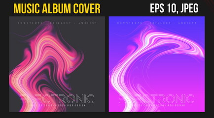 Music Album Cover for the Web Presentation. Colorful Vector Background. Abstract postcard set. Posters Template. Vinyl and CD DVD artwork design. Square flyers, banners, brochure, book. Music Single	