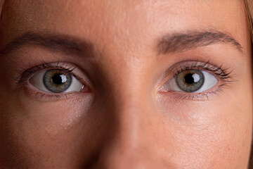 close up of woman's eyes