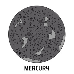 Mercury planet icon in flat style. Solar System space object on isolated background