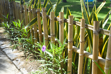 Creative garden fence made of bamboo