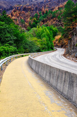 Way of Saint James (Camino de Santiago) on the autovia del nordeste before Pereje, Castile and León, Spain