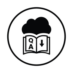 Cloud, education, download icon. Black vector Illustration.