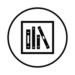 Library, bookshelf icon. Black style vector EPS.