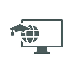 Distance, learning icon. Gray vector Illustration.