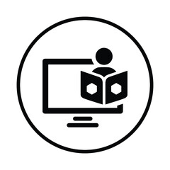 Learning, online icon. Black vector Illustration.