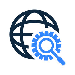 International, optimization, search icon. Editable vector logo.