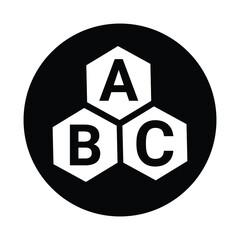 Language, ABC icon. Black vector Illustration.