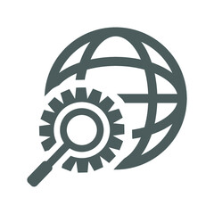 International, optimization, search icon. Gray vector Illustration.