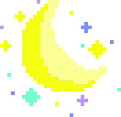  Moon pixel art vector illustration. Moon image or clip art.