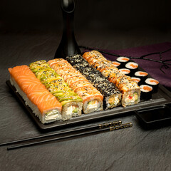 sushi and rolls