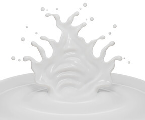 Milk splash big wave shapes with clipping path , 3D Rendering, 3D illustration
