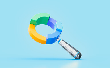 magnify glass chart 3d illustration business strategy data analyze marketing profitable investment - obrazy, fototapety, plakaty