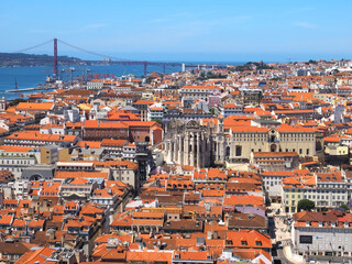 Fototapeta na wymiar aerial view of Lisbon Main City of Portugal 